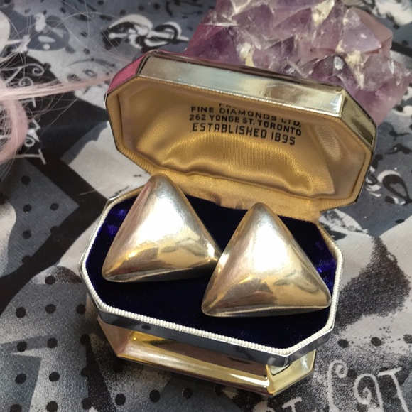 Vintage sterling silver 925 1980s Modernist chunky earrings Mexico - Picture 3 of 4